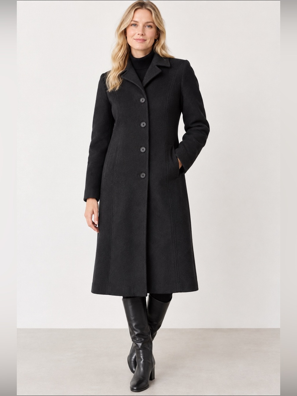 Calvin Klein Long Length Black Lined Dress Coat Jacket Women’s Size 6 Capsule